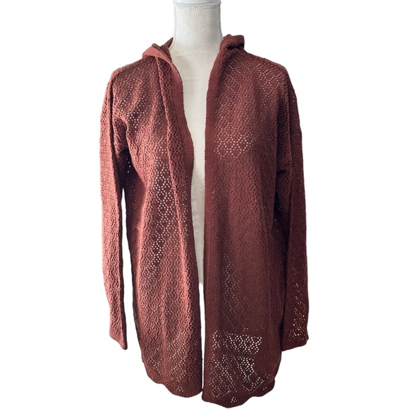 Keren Hart Rust Brown Open Cardigan with hood - Picture 4 of 9